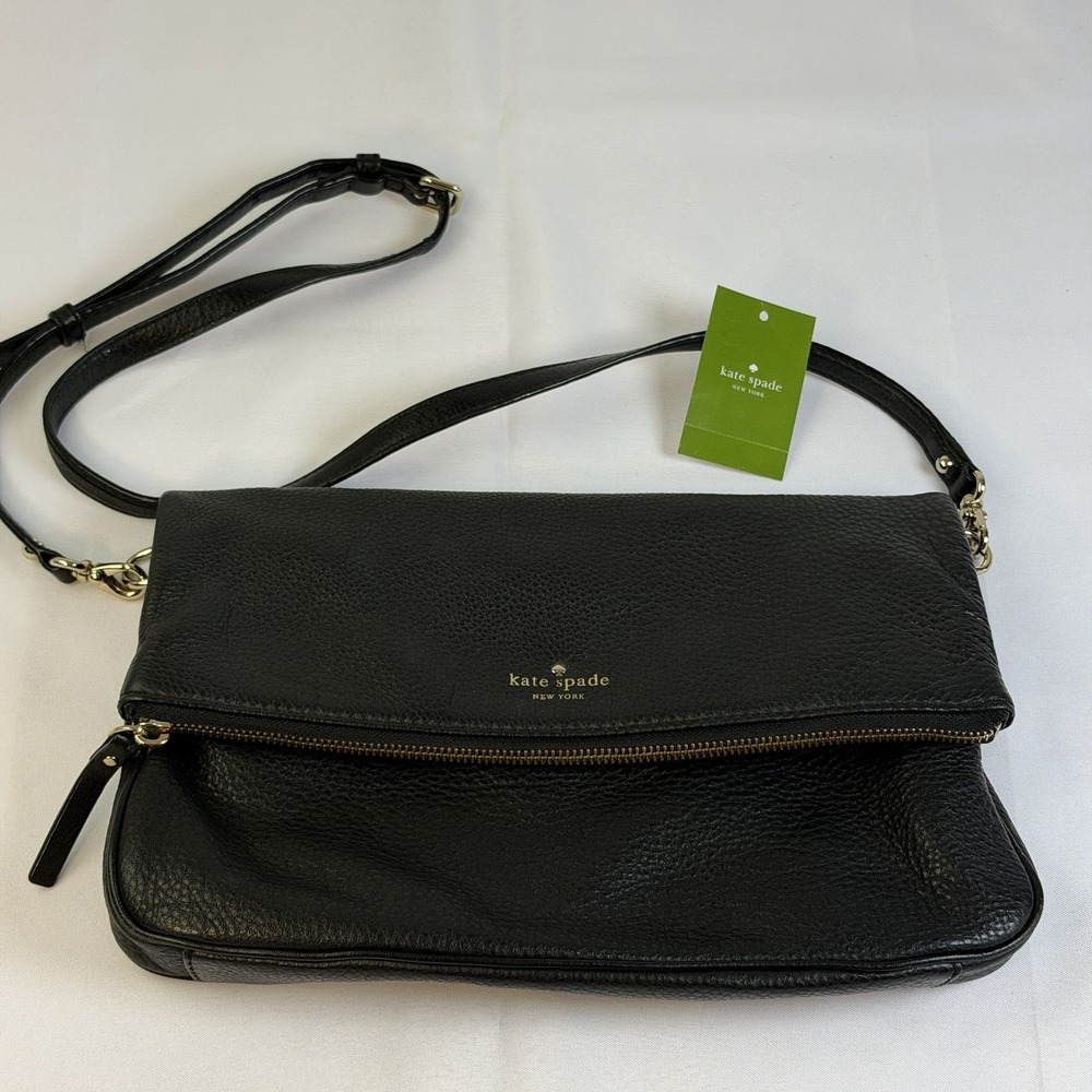 Kate Spade New York Cobble Hill Clarke Leather Crossbody Bag Black Pebbled Mint